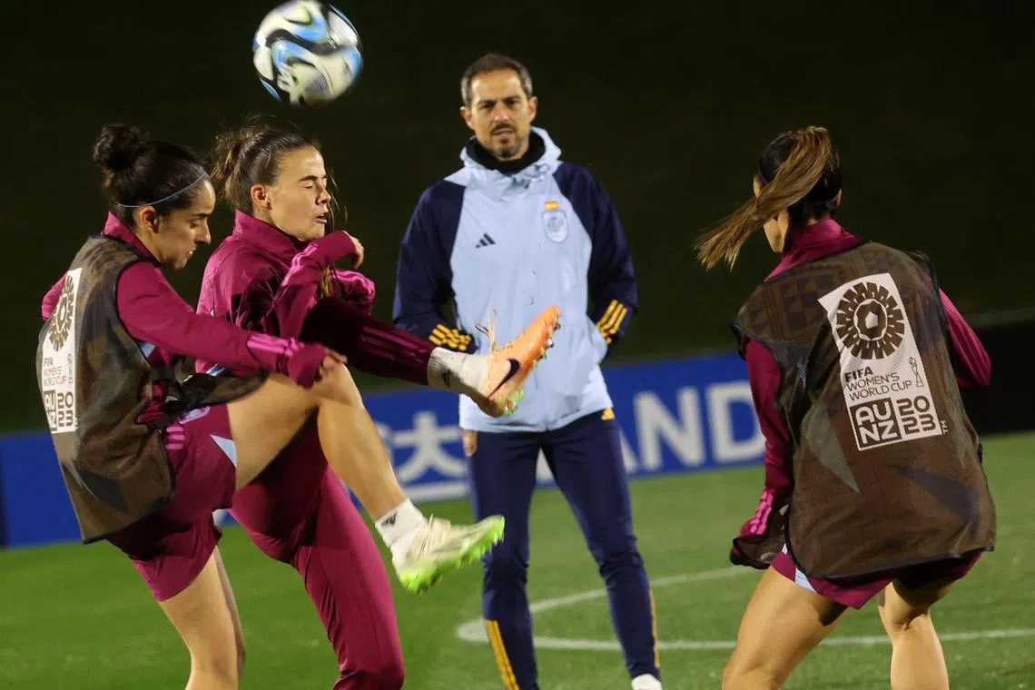 Players of the Spanish women's football team in action during a practice session on July 20.