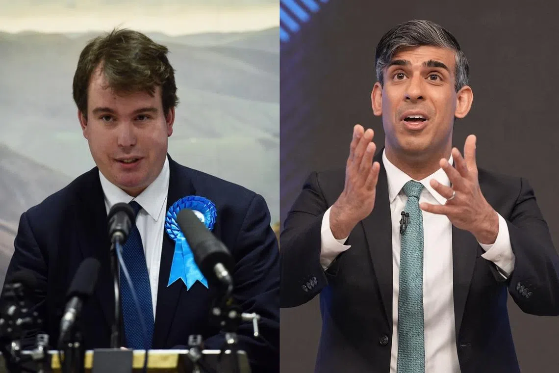 Craig Williams (left) bet £100 (S$170) that British PM Rishi Sunak would call an election for July - just days before he did.