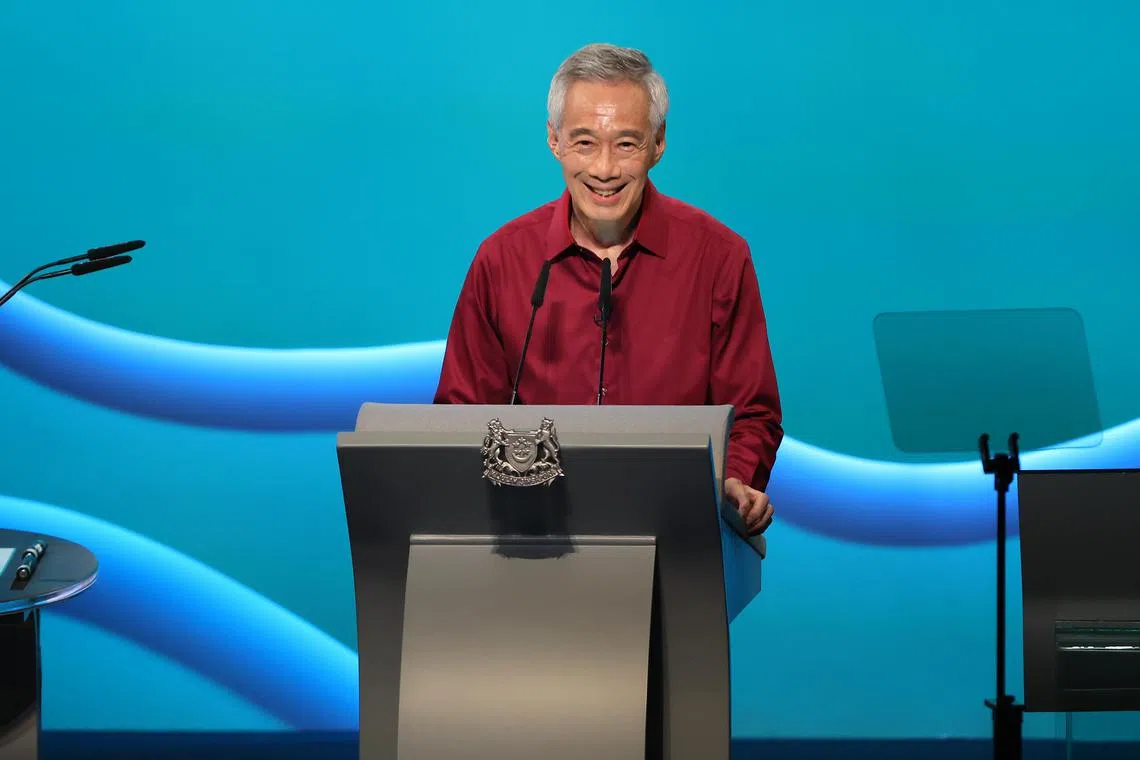 PM Lee Hsien Loong delivering the National Day Rally in August 2022. This year's rally will be hed at ITE on Aug 20.