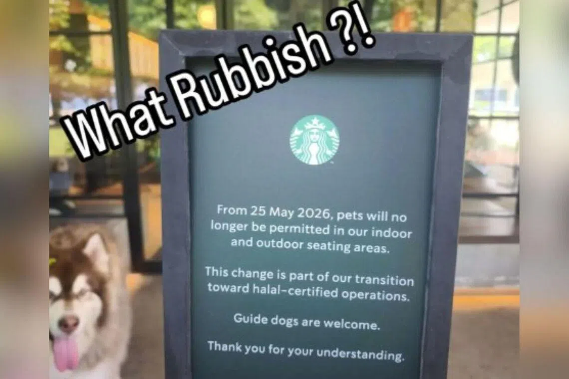 A Starbucks signage saying pets will no longer be permitted in its premises starting from May 25 went viral online after being posted on May 11.