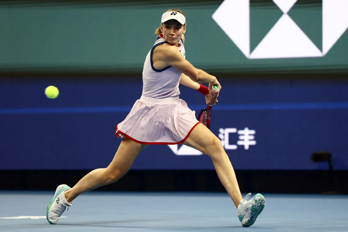 Tennis - China Open - National Tennis Center, Beijing, China - October 3, 2026 Kazakhstan's Elena Rybakina in action during her round of 64 match against Russia's Alena Charaeva REUTERS/Maxim Shemetov