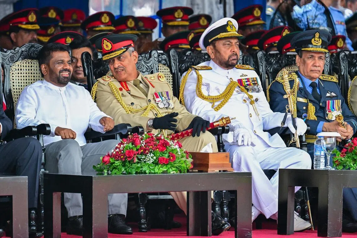 Admiral of the Fleet Wasantha Karannagoda (second from right), who currently has no active role in the navy, also faces allegations of war crimes.