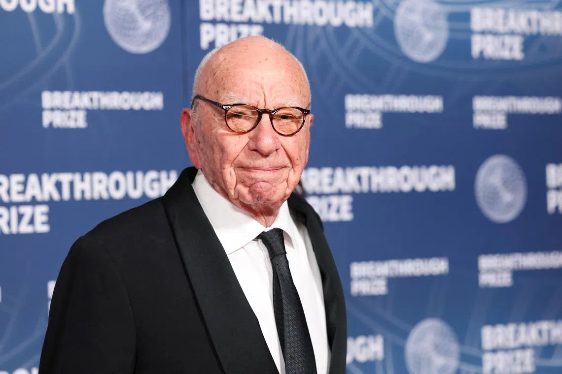 Rupert Murdoch attends the 2025 Breakthrough Prize ceremony in Santa Monica, California, U.S., April 5, 2025. REUTERS/Mario Anzuoni/File Photo