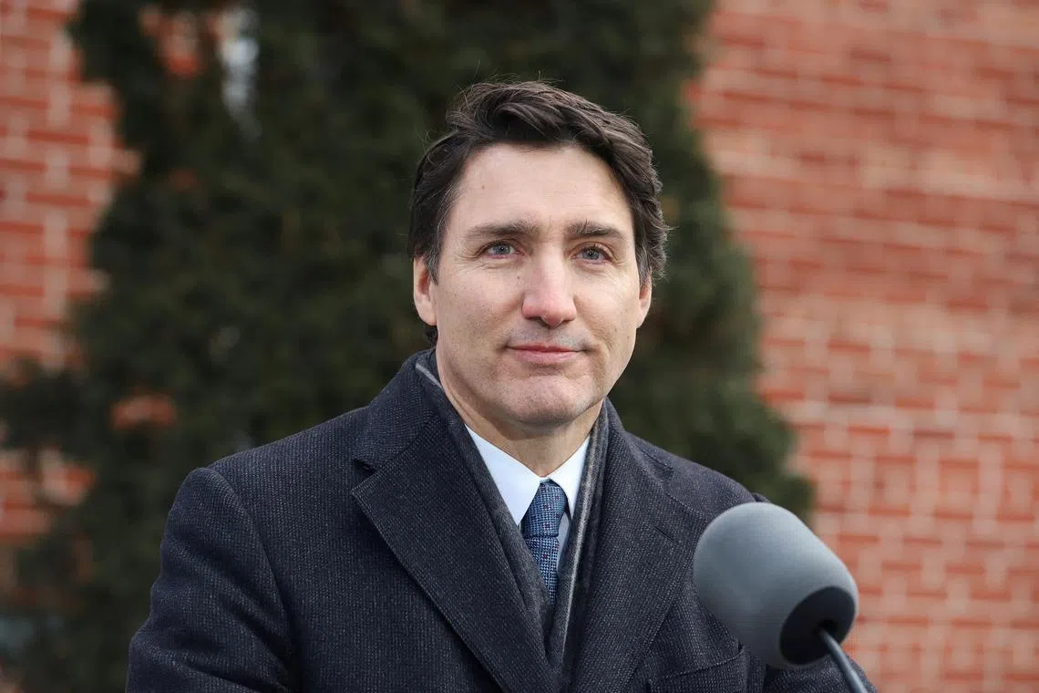 Canada's Prime Minister Justin Trudeau speaks to reporters, announcing he intends to step down as Liberal Party leader, but he will stay on in his post until a replacement has been chosen, from his Rideau Cottage residence in Ottawa, Ontario, Canada, January 6, 2025. REUTERS/Patrick Doyle