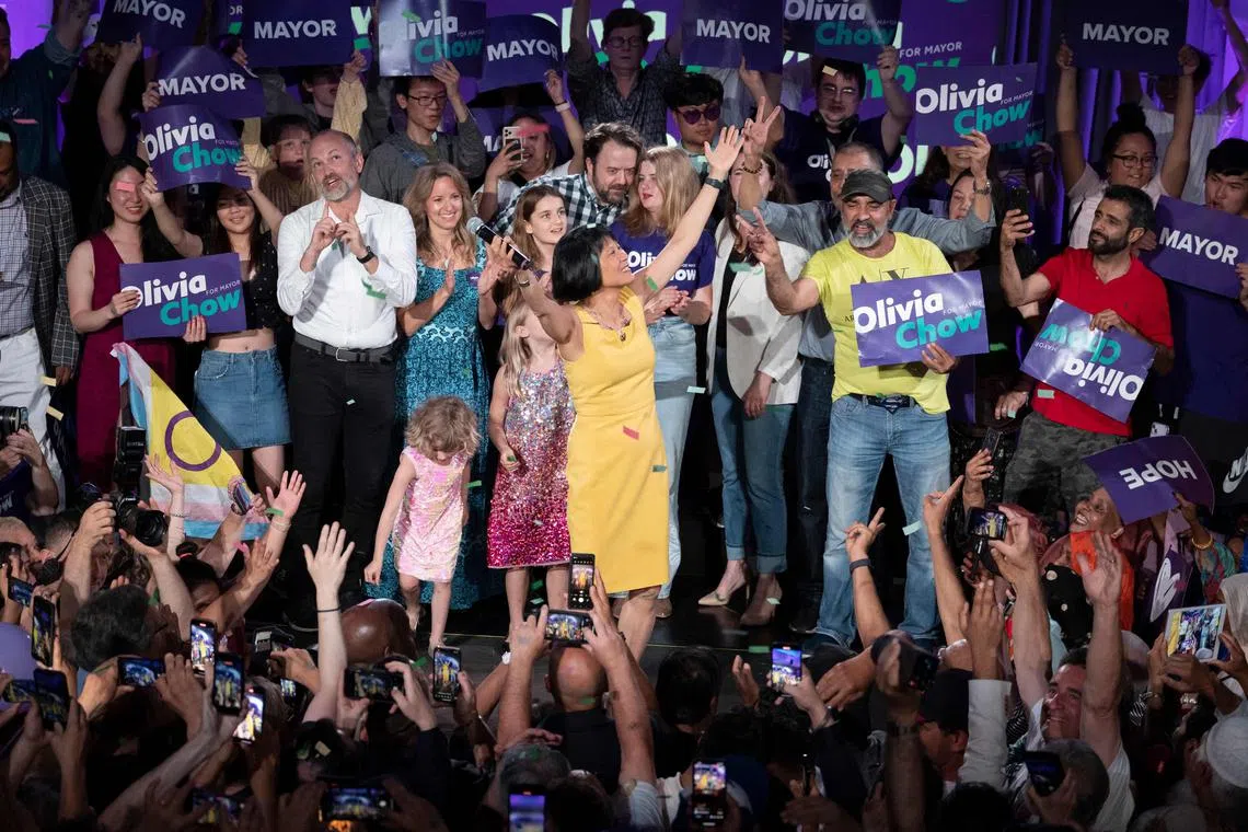  Ms Olivia Chow won with 37.2 per cent of the vote, ahead of Ms Ana Bailao on 32.5 per cent. 