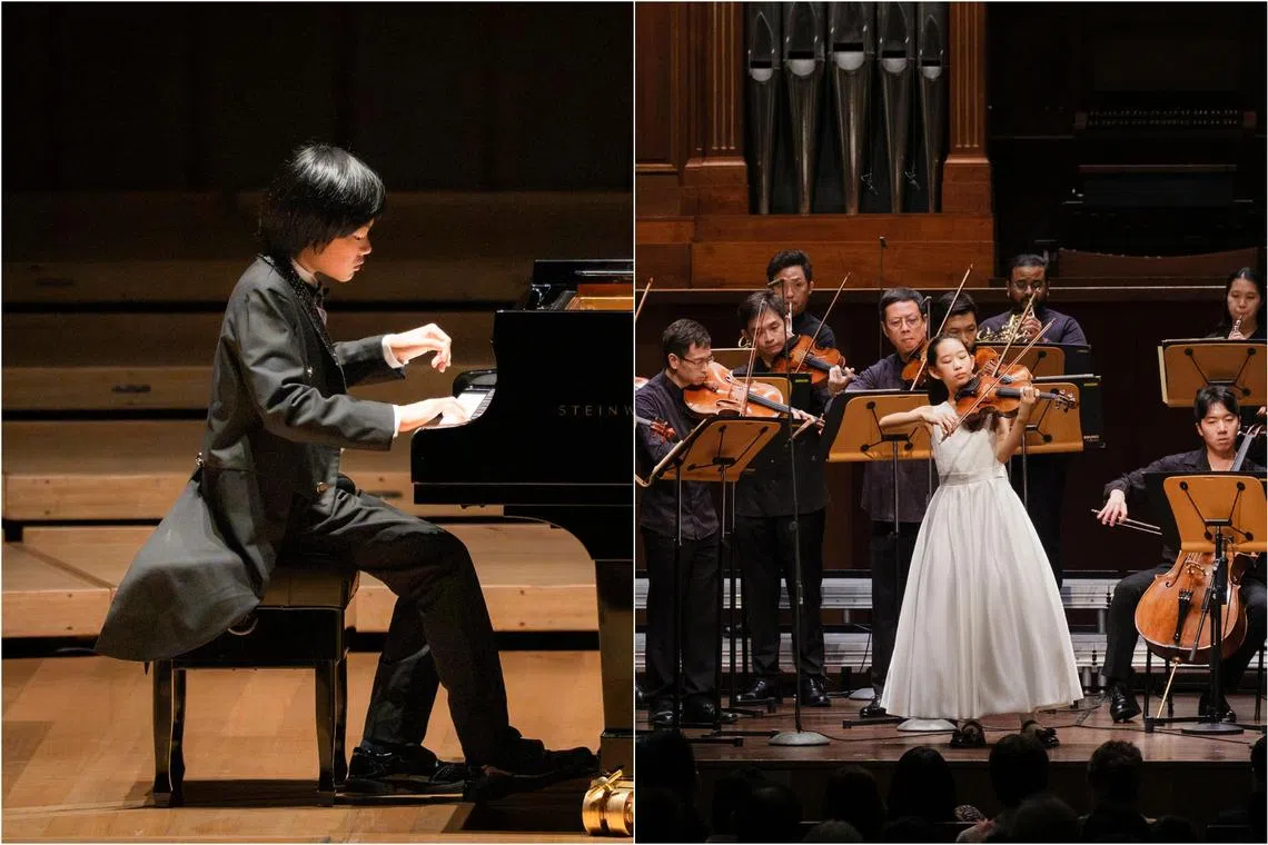 Mikkel Myer Lee's piano recital (left) and Prodigious by re:Sound featuring violinist Cathy Chen Xi (right).