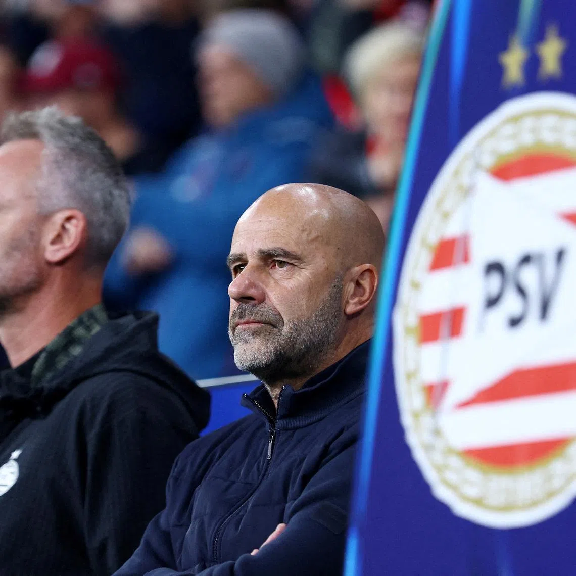 FILE PHOTO: Soccer Football - UEFA Champions League - Bayer Leverkusen v PSV Eindhoven - BayArena, Leverkusen, Germany - October 1, 2025 PSV Eindhoven coach Peter Bosz before the match REUTERS/Thilo Schmuelgen/File Photo