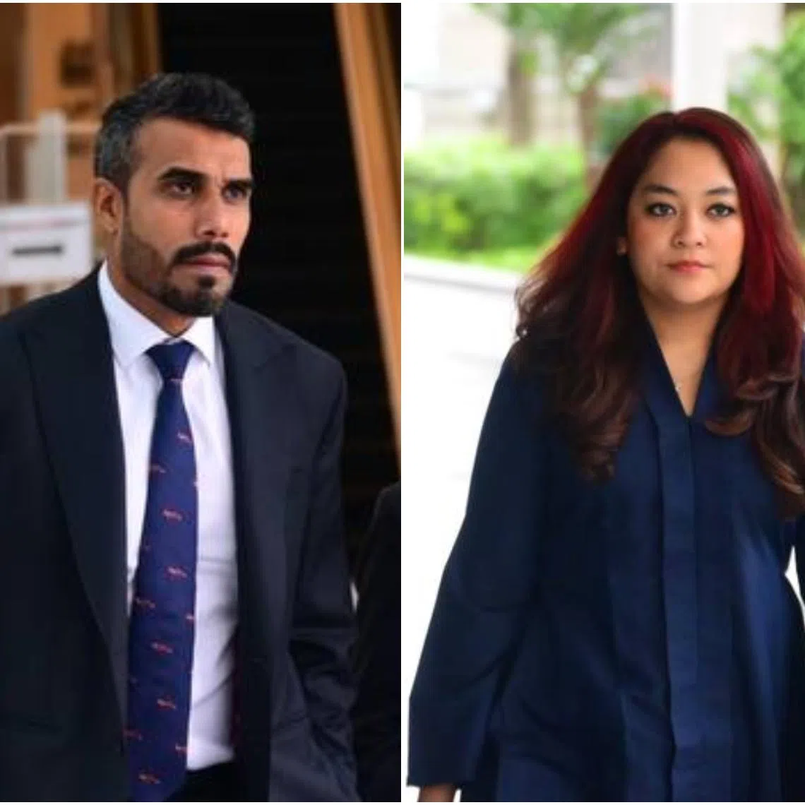 At one charged moment in court, Mr Pritam Singh’s lawyer, former prosecutor Andre Jumabhoy (left), confronted Ms Raeesah Khan about her "non-stop lies".