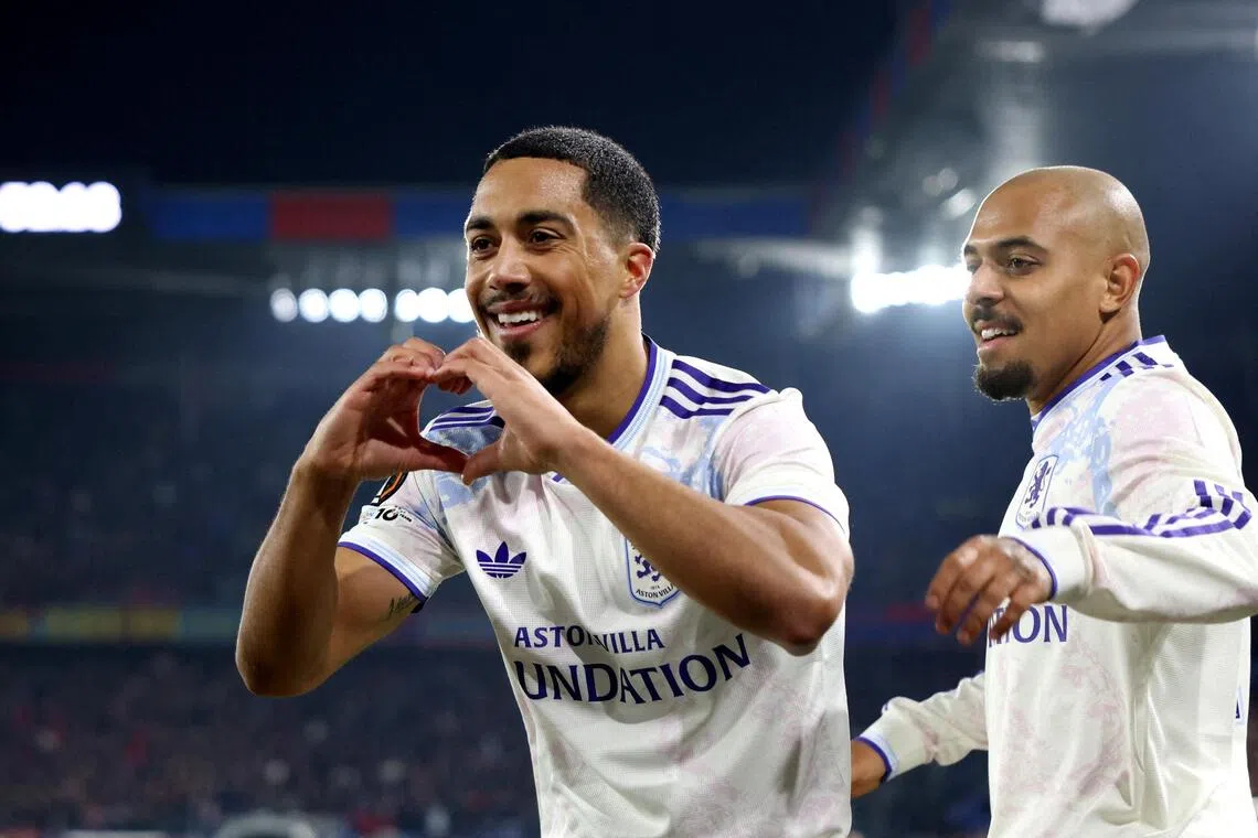 Aston Villa's Youri Tielemans celebrates scoring their second goal against Basel in the Europa League on Dec 11.