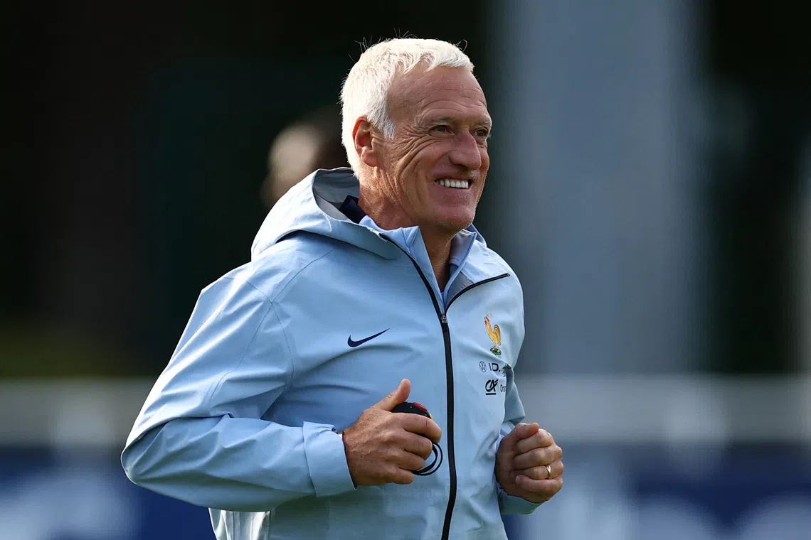 Soccer Football - World Cup - UEFA Qualifiers - France Training - INF Clairefontaine, Clairefontaine-en-Yvelines, France - September 2, 2025 France coach Didier Deschamps during training REUTERS/Sarah Meyssonnier