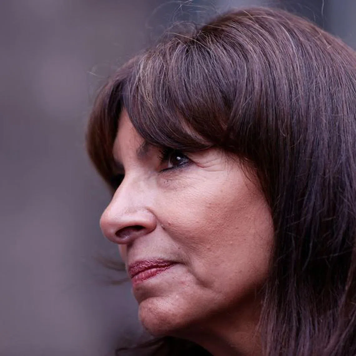 Paris Mayor Anne Hidalgo talks to journalists after a visit at the Paris Flower Market, located on the Ile de la Cite, Britain's King Charles and Queen Camilla (not seen) in Paris, on the second day of their State visit to France, September 21, 2023. REUTERS/Abdul Saboor/File Photo