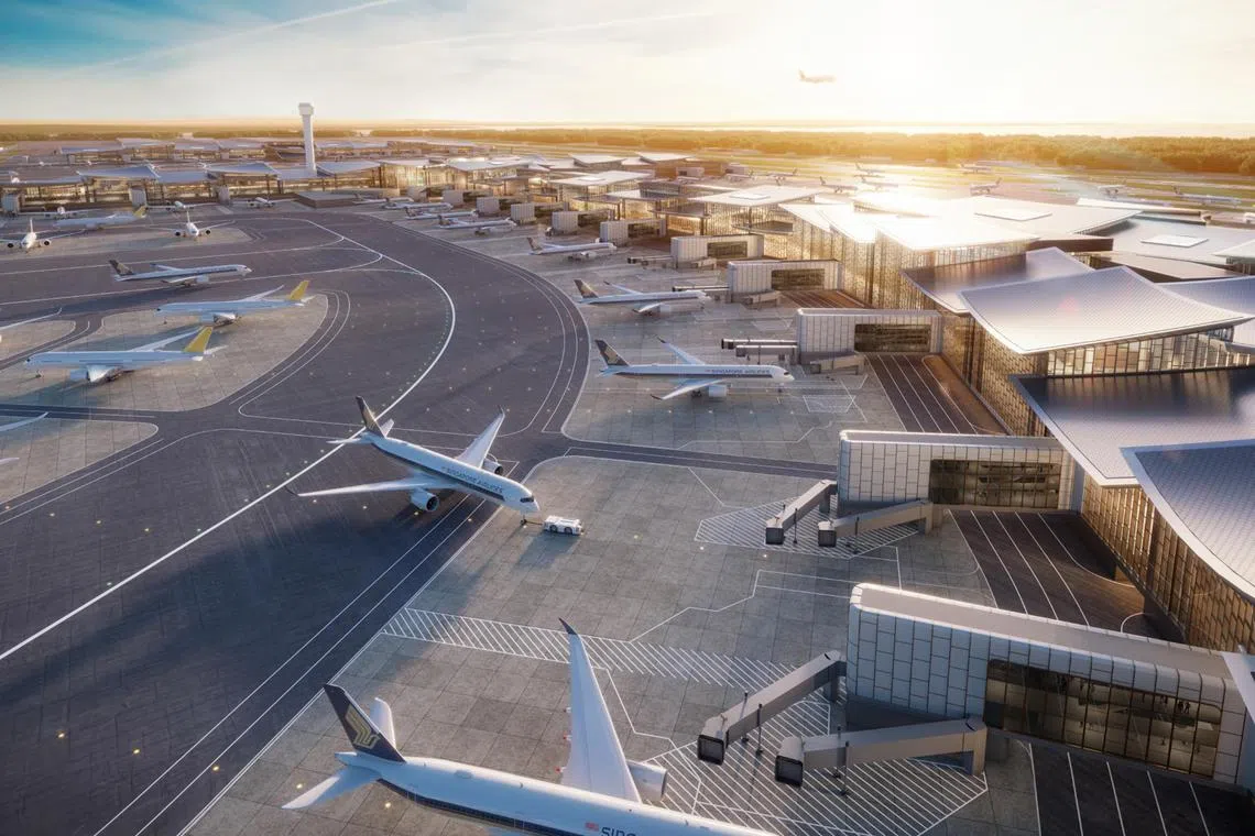 Changi Airport’s fifth terminal will be as big as Terminals 1 to 4 combined. It is slated to open in the mid-2030s.