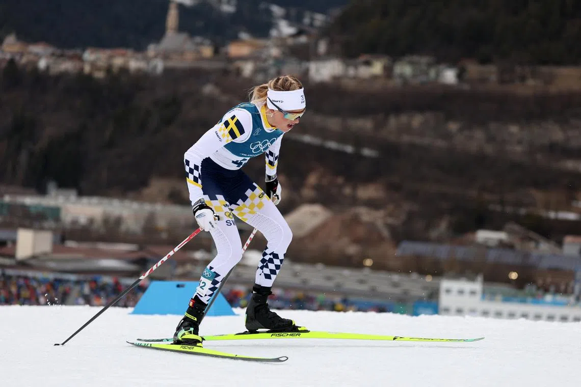Milano Cortina 2026 Olympics - Cross-Country Skiing - Women's 10km Interval Start Free - Tesero Cross-Country Skiing Stadium, Lago, Italy - February 12, 2026. Frida Karlsson of Sweden in action REUTERS/Kacper Pempel