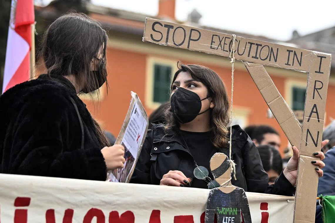 A protest this month in Rome after the execution of a protester in Iran.  
