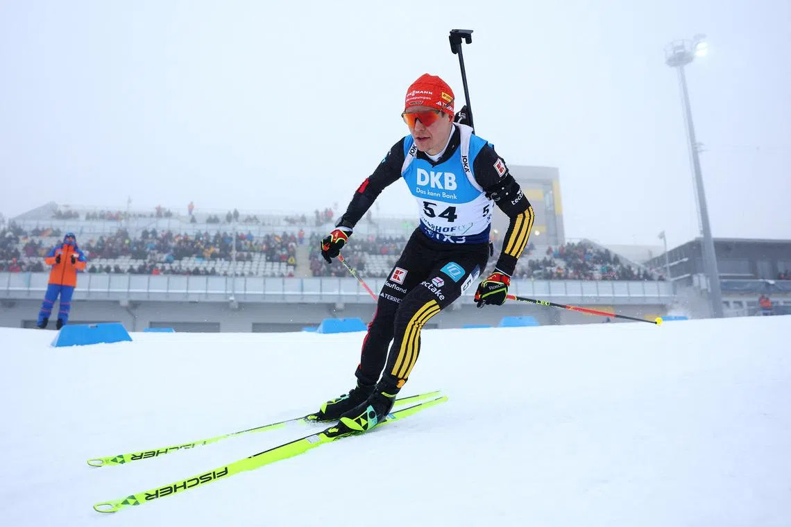 Biathlon - Biathlon World Cup - Oberhof, Germany - January 8, 2026 Germany's Philipp Horn in action during the men's 10km sprint REUTERS/Matthew Childs/File Photo