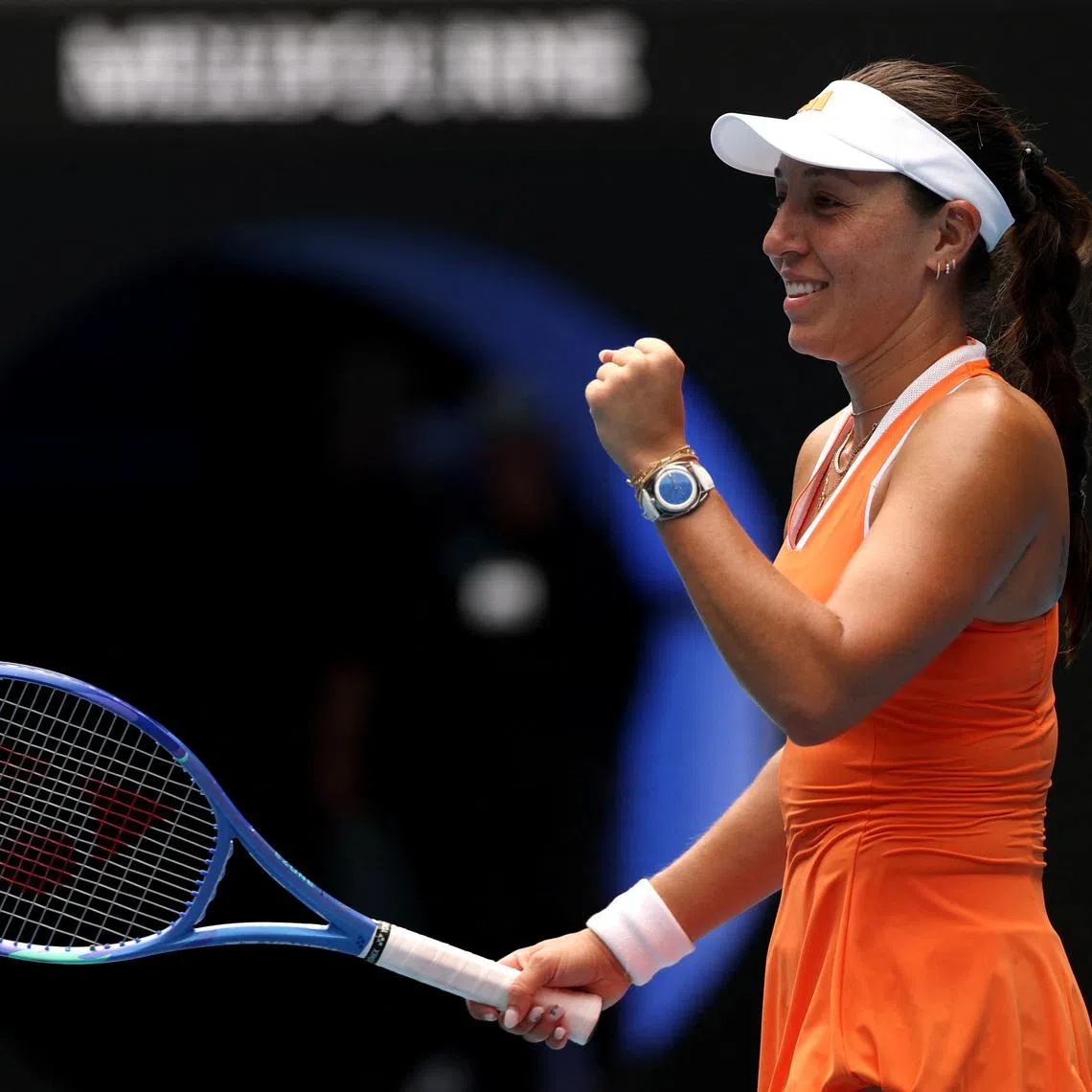 Tennis - Australian Open - Melbourne Park, Melbourne, Australia - January 28, 2026 Jessica Pegula of the U.S. celebrates after winning her quarter final match against Amanda Anisimova of the U.S. REUTERS/Hollie Adams