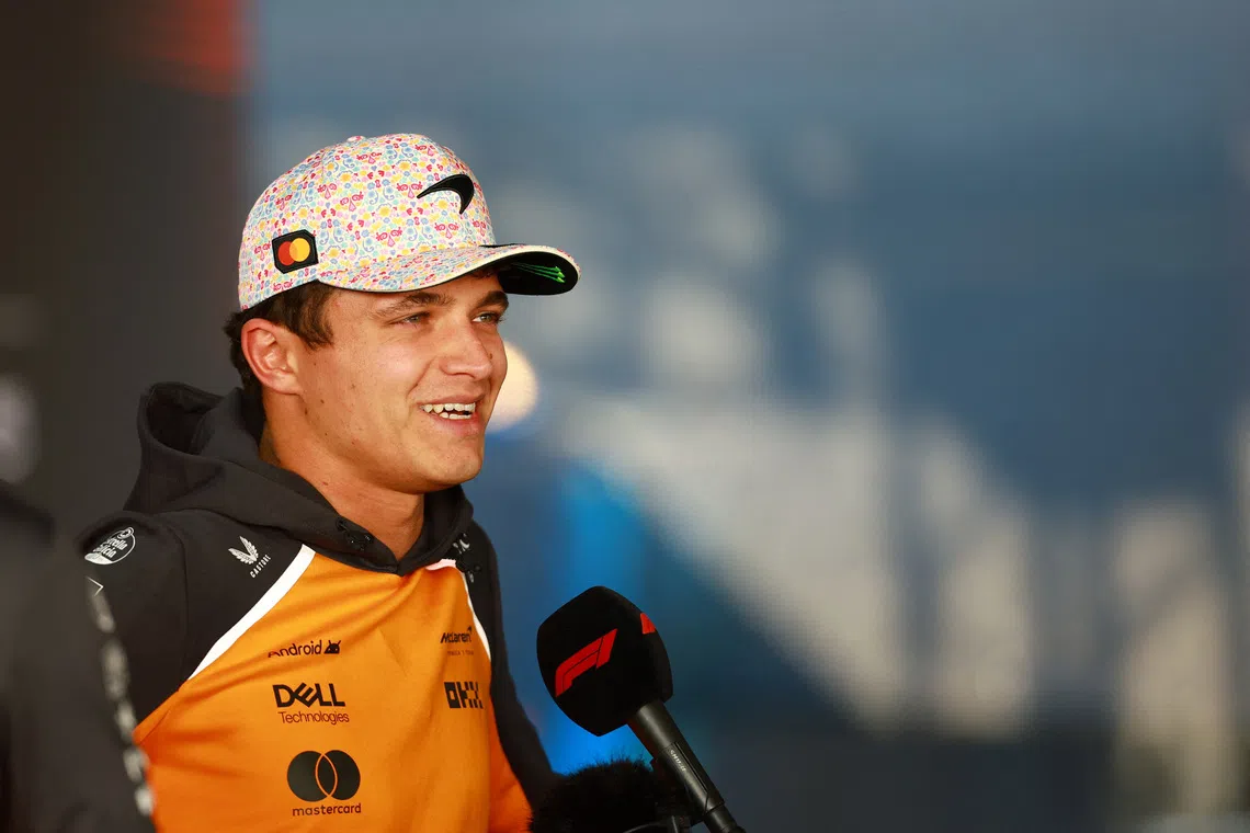 Formula One F1 - Mexico Grand Prix - Autodromo Hermanos Rodriguez, Mexico City, Mexico - October 23, 2025 McLaren's Lando Norris is interviewed ahead of the Mexico Grand Prix REUTERS/Raquel Cunha