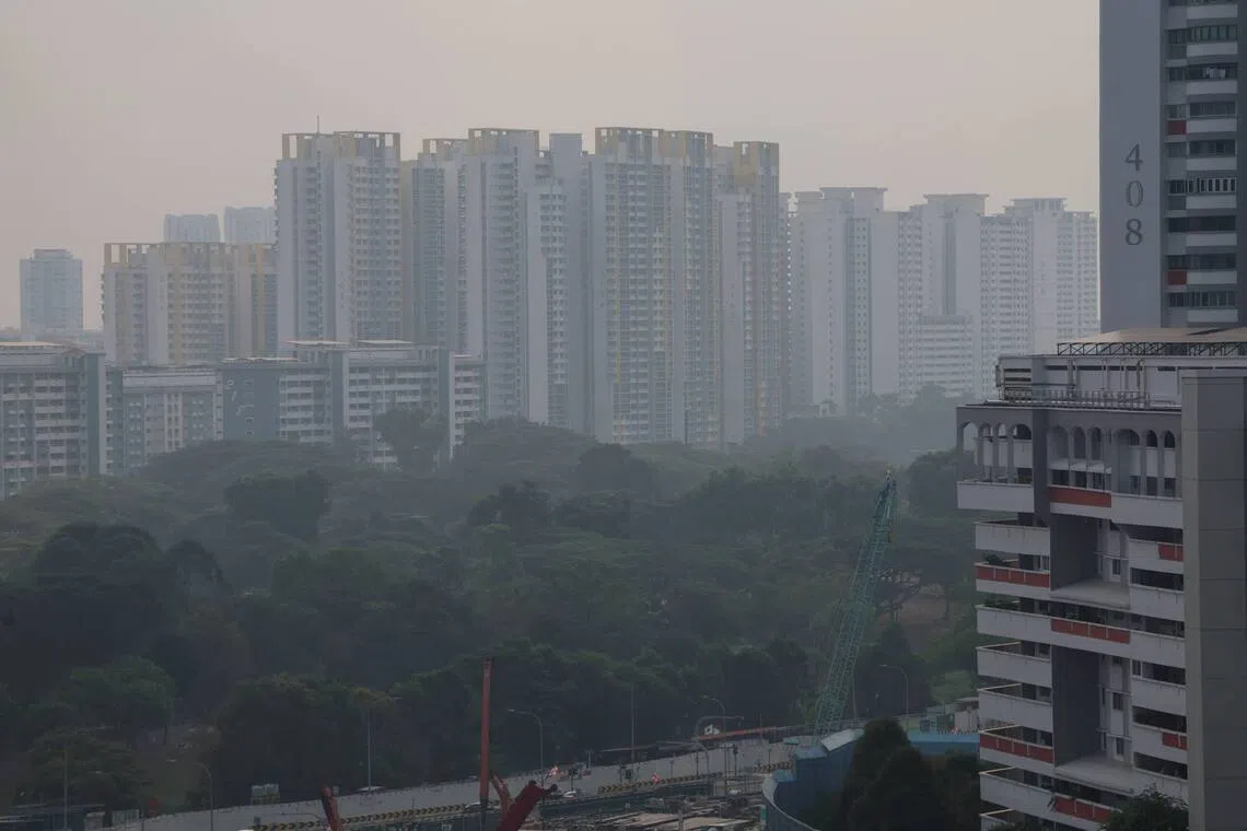 Hazy conditions seen from Sin Ming Ave at 8.49am on Sept 4.