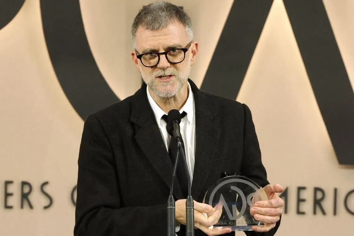Paul Thomas Anderson accepts the Darryl F. Zanuck Award for Outstanding Producer of Theatrical Motion Pictures for One Battle After Another during the 2026 Producers Guild Awards.