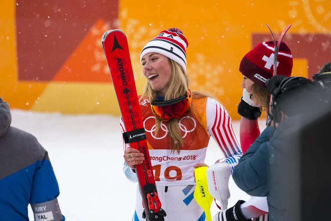 Mikaela Shiffrin after competing at the Winter Olympics in Pyeongchang, South Korea, in 2018.