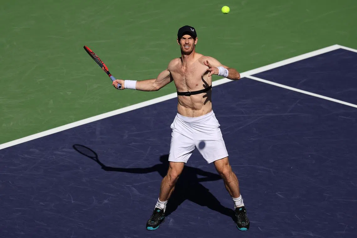 Andy Murray of Scotland in a practice session during the BNP Paribas Open on Wednesday in Indian Wells, California.