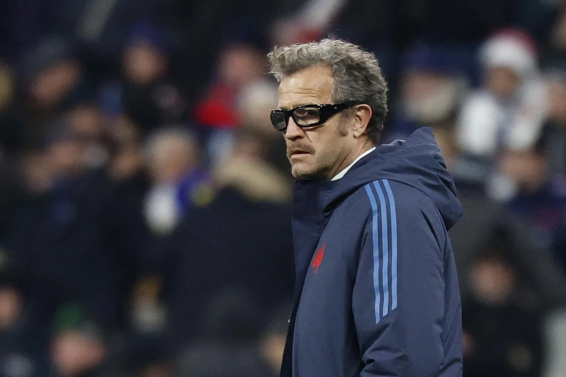 FILE PHOTO: Rugby Union - Six Nations Championship - France v Scotland - Stade de France, Saint-Denis, France - March 15, 2025 France head coach Fabien Galthie during the warm up before the match REUTERS/Stephanie Lecocq/File Photo