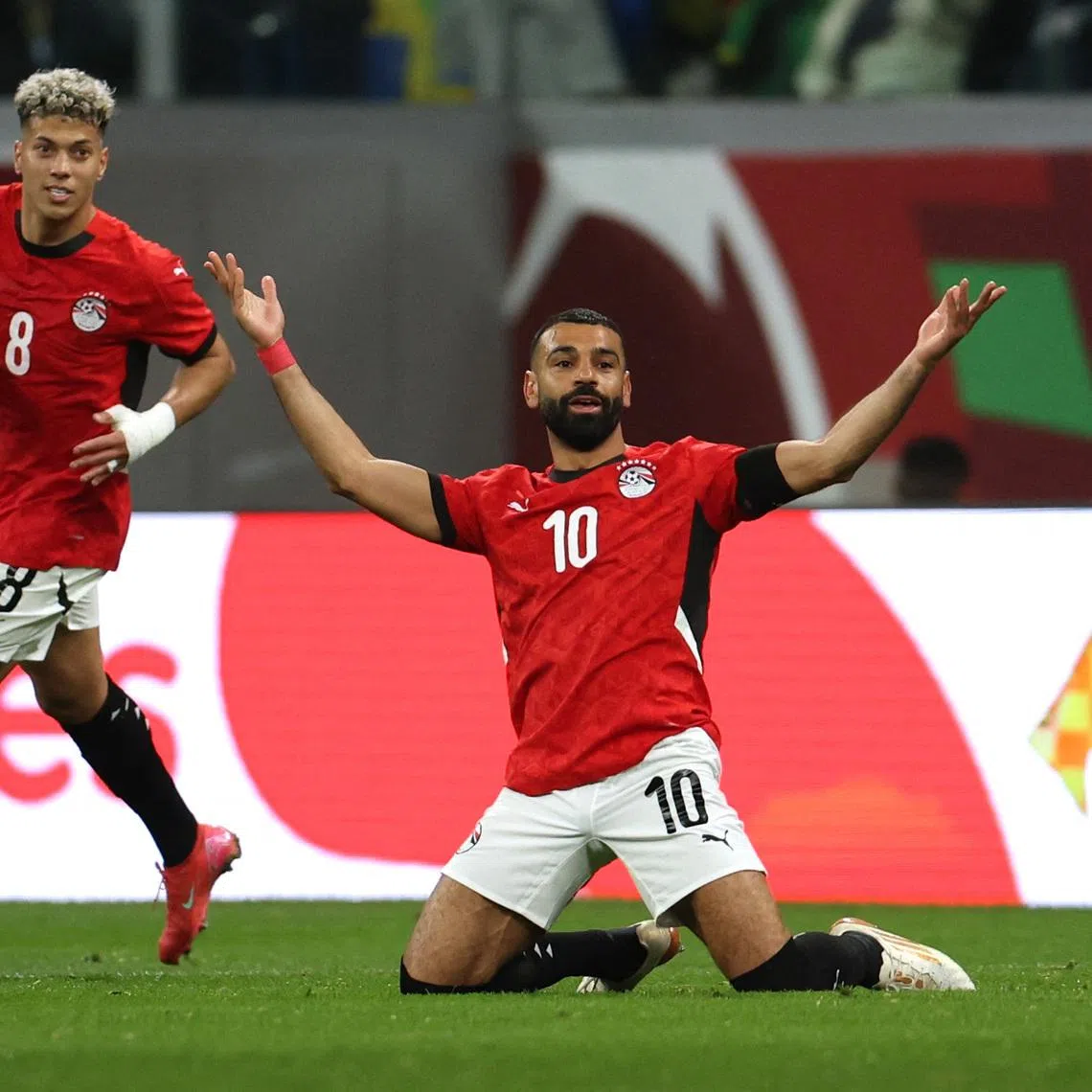 Soccer Football - CAF Africa Cup of Nations - Morocco 2025 - Semi Final - Senegal v Egypt - Tangier Grand Stadium, Tangier, Morocco - January 14, 2026 Egypt's Mohamed Salah reacts REUTERS/Amr Abdallah Dalsh