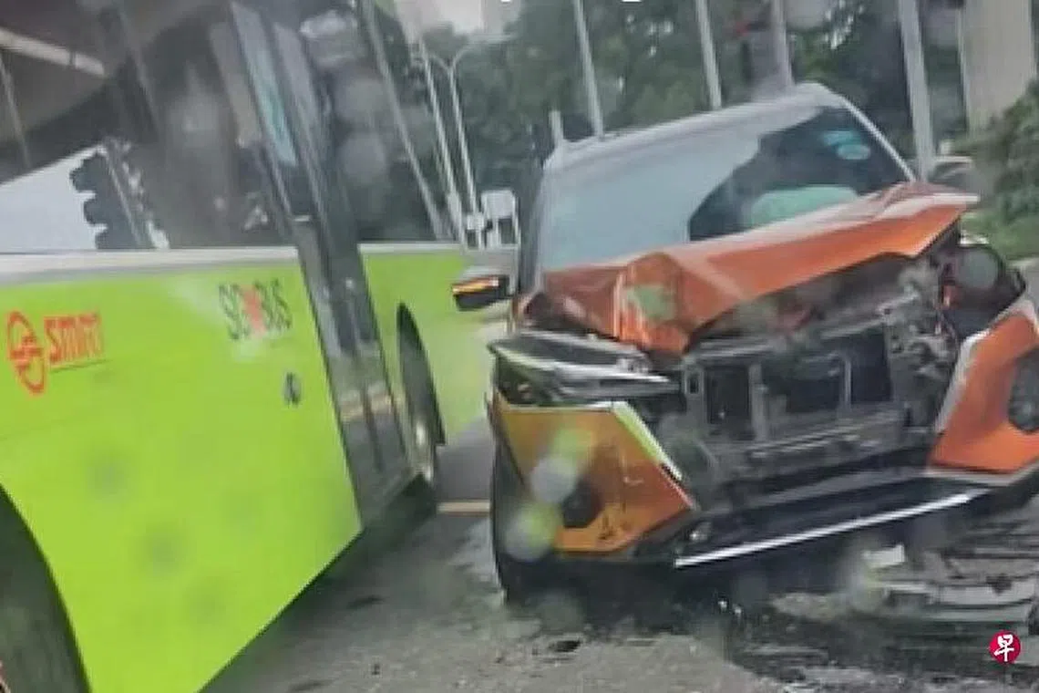 The accident involved a public bus and a car. 