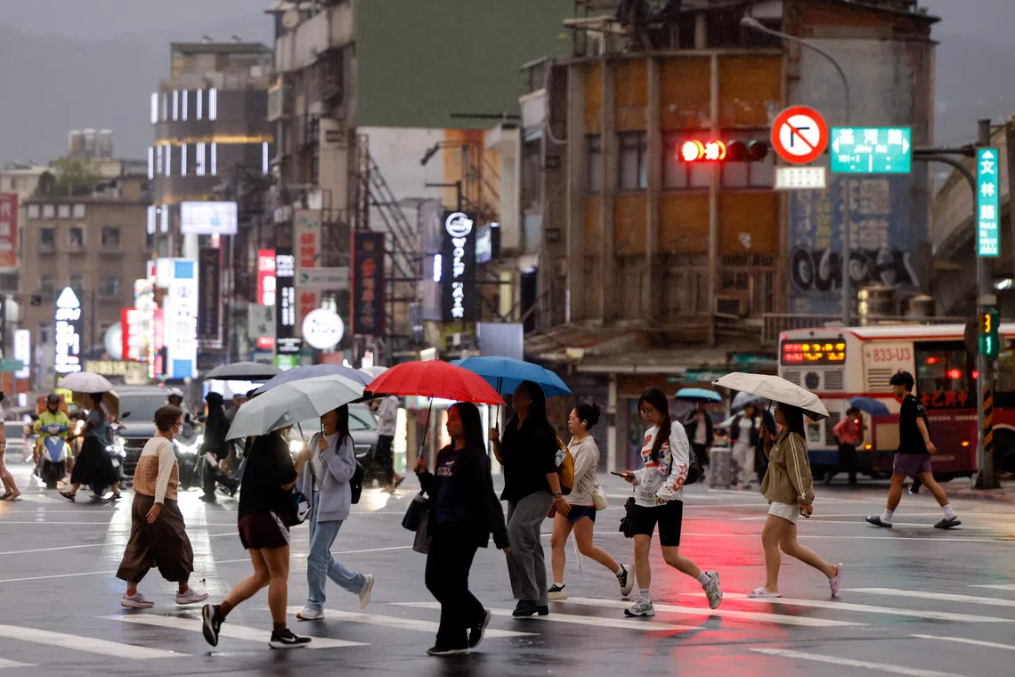 There were squally showers in Taipei, but public transport was operating with reduced service.
