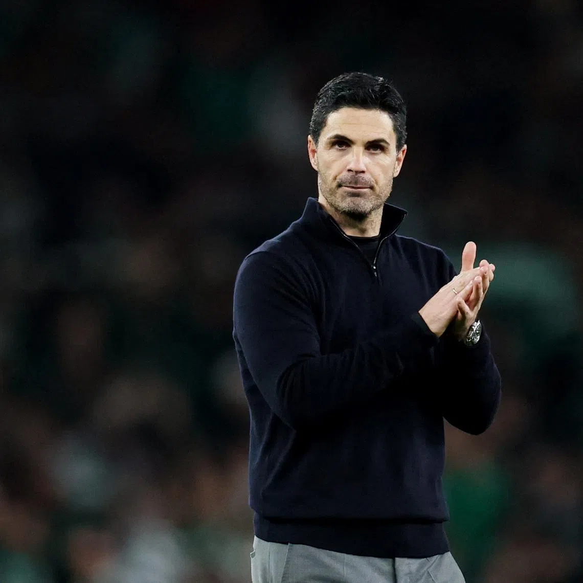 Soccer Football - UEFA Champions League - Quarter Final - Second Leg - Arsenal v Sporting CP - Emirates Stadium, London, Britain - April 15, 2026 Arsenal manager Mikel Arteta celebrates after the match REUTERS/Hannah Mckay
