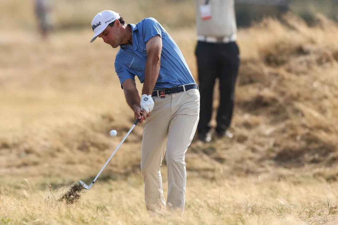 Golf - The 154th Open Championship - Royal Birkdale Golf Club, Southport, Britain - July 16, 2026 Jackson Suber of the U.S. in action on the 18th hole during the first round REUTERS/Russell Cheyne