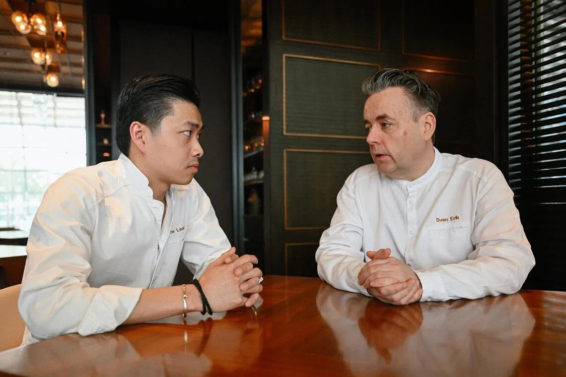 Re-naa’s Singaporean executive chef Mathew Leong (left) and Norwegian chef-owner Sven Erik Renaa started working together in 2016. 