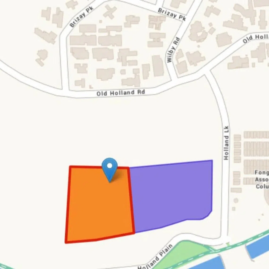 The Holland Plain state land site (in orange) is expected to house 205 new private homes.
