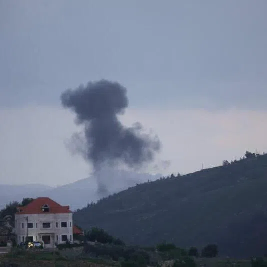 Smoke rising from the site of an Israeli airstrike that targeted the outskirts of the village of Yohmor in the southern Lebanese area of Marjeyoun, on March 29.