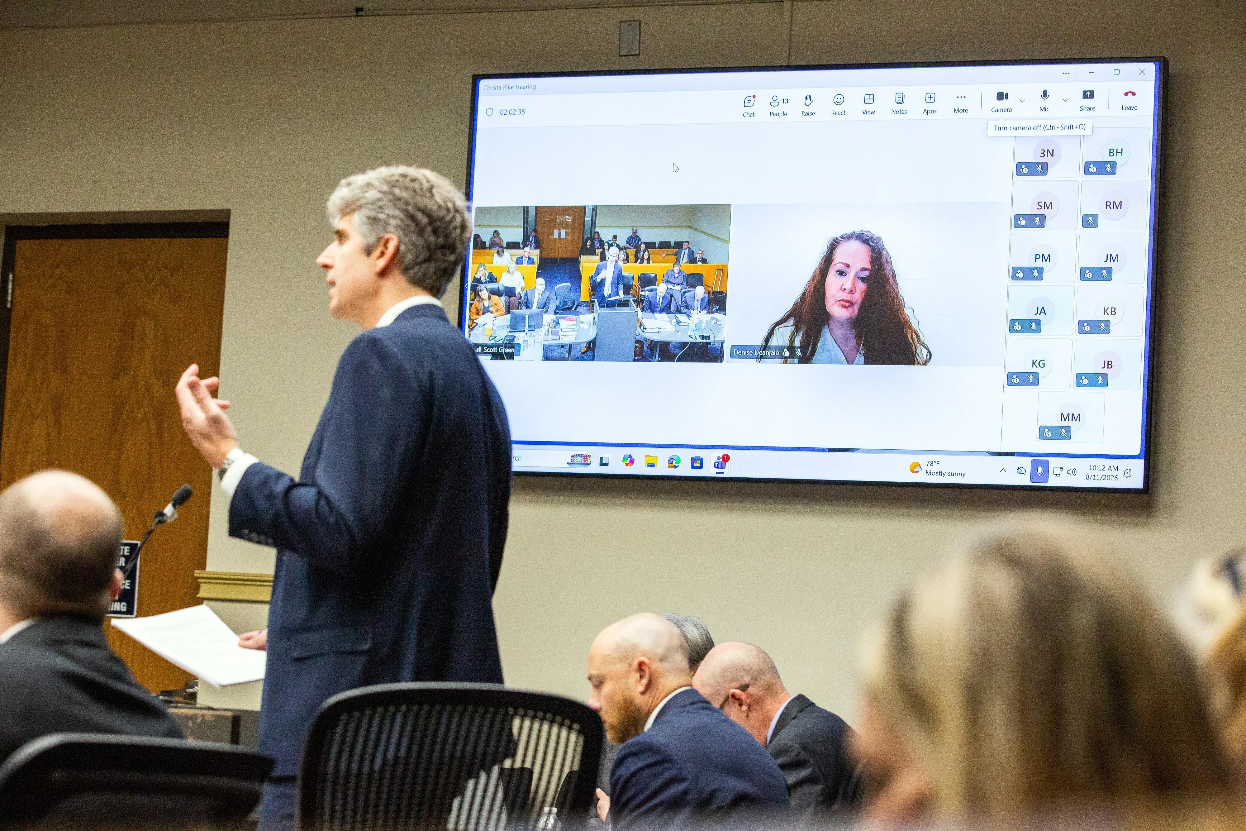 FILE Ñ Christa Pike, who has been on death row for the better part of three decades after being convicted of torturing and killing a classmate at age 18, attends a court hearing via a video, in Knoxville, Tenn., Aug. 11, 2026. Gov. Bill Lee paused capital punishment in Tennessee on Oct. 1, and called for a review of the stateÕs policies, hours after Pike survived two doses of pentobarbital in the stateÕs second botched execution of 2026. (Jessica Tezak/The New York Times)