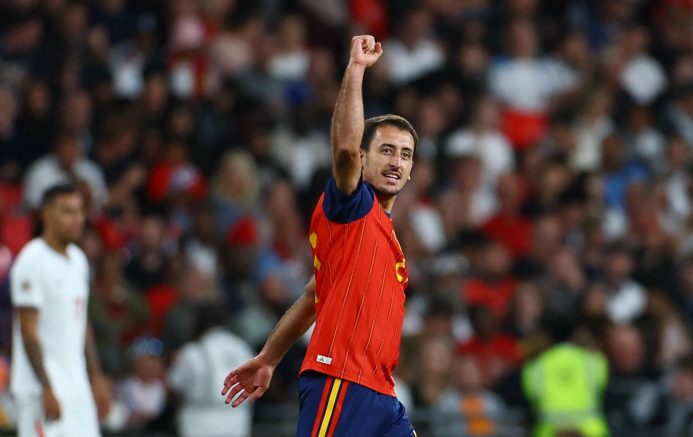 Soccer Football - Nations League - Group A3 - England v Spain - Wembley Stadium, London, Britain - September 26, 2026
Spain's Mikel Oyarzabal celebrates scoring their third goal Action Images via Reuters/Peter Cziborra