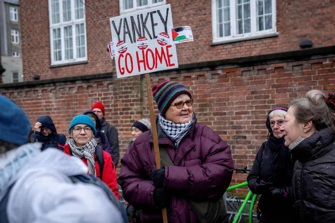A protest in Copenhagen, Denmark, against US President Donald Trump’s policies in January.