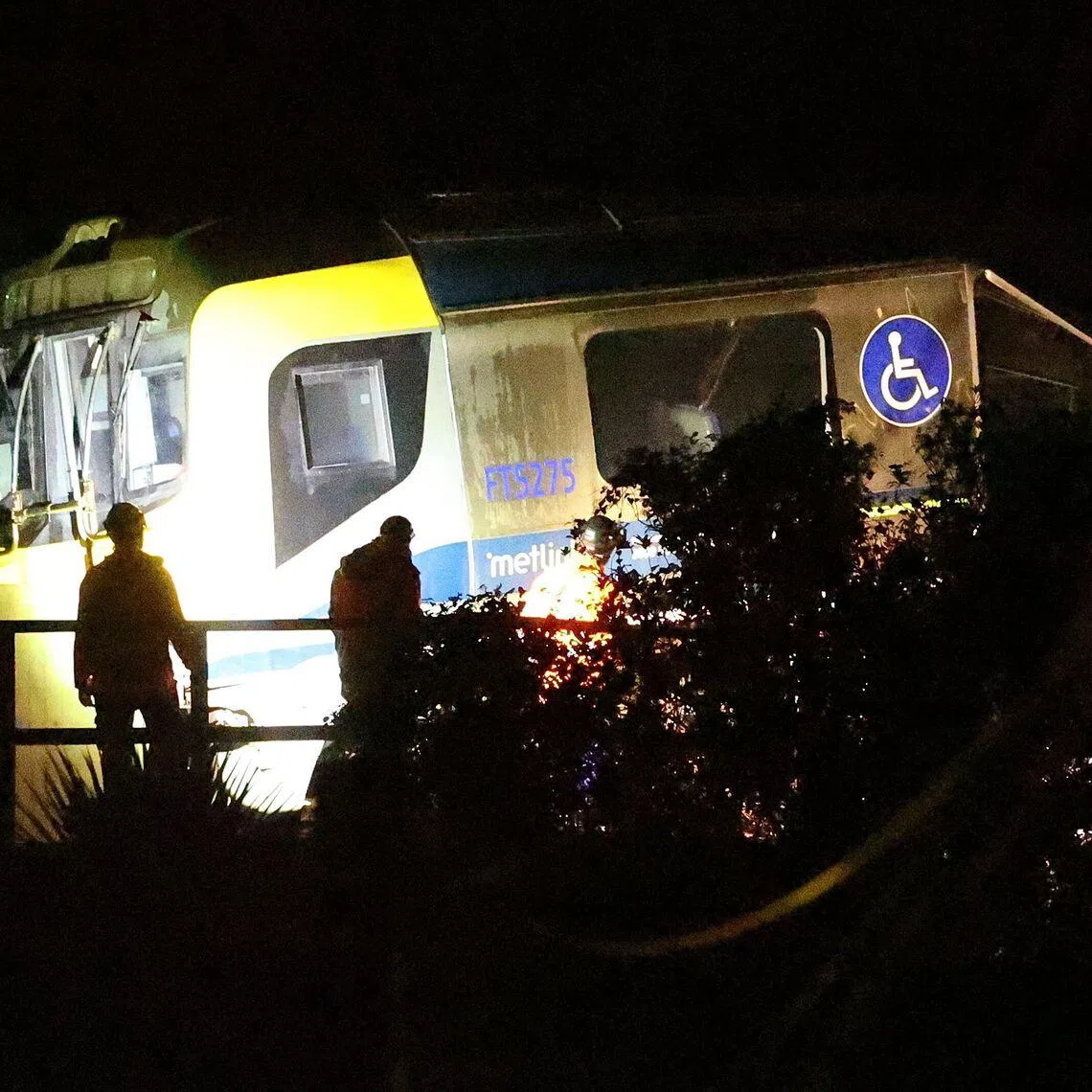 Emergency services were called to Khandallah Station in Wellington’s suburbs at around 7.20 pm, after the train came off the tracks.