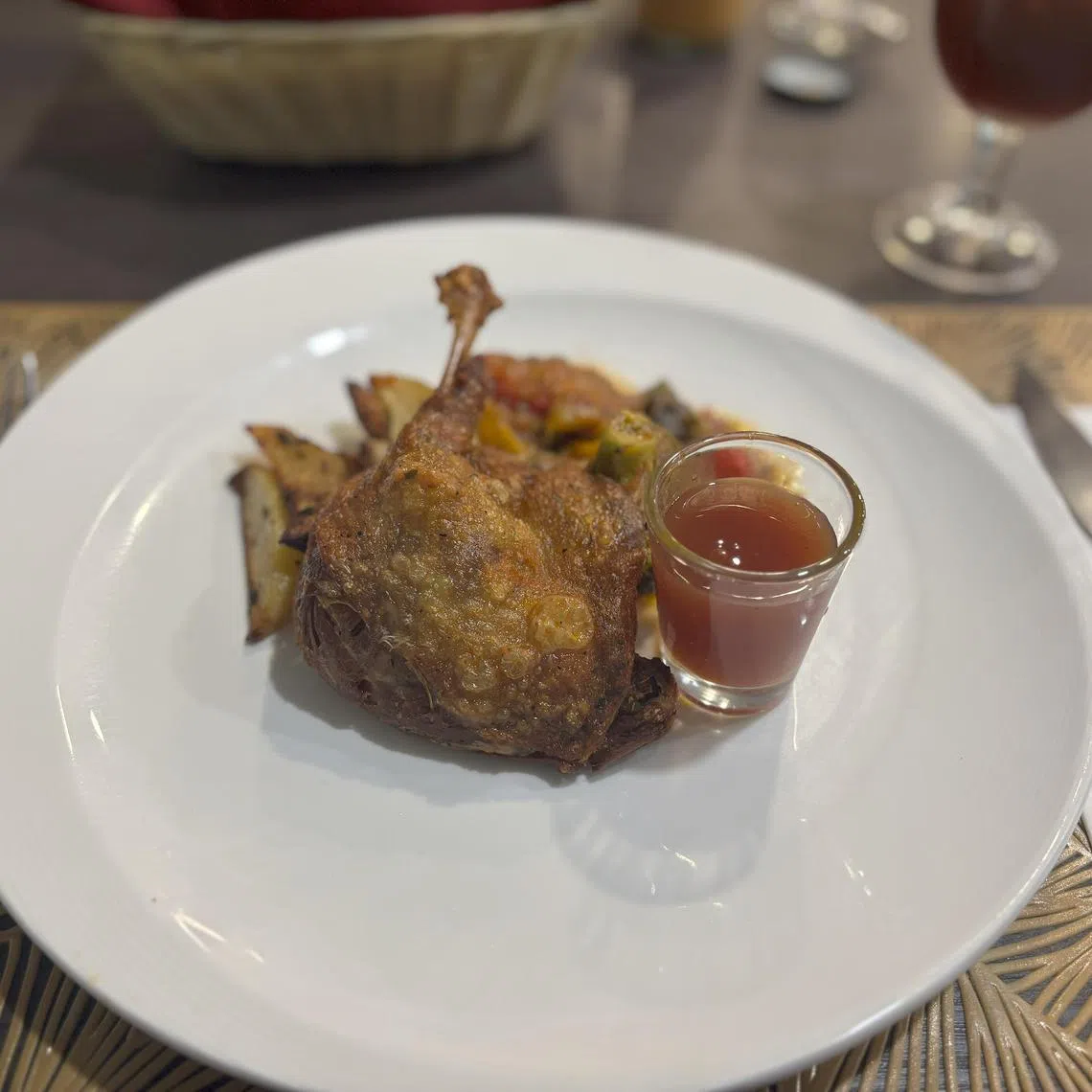 ayyreview - Duck confit at Shatec's The Sapling training restaurant.

File name: IMG_8729
Credit: Dillon Loh