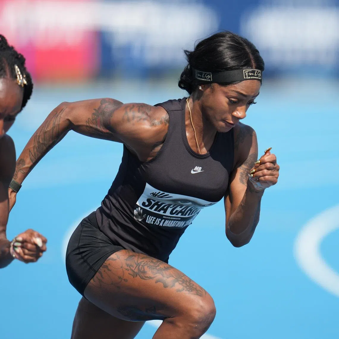 Jul 22, 2026; New York, NY, USA; Sha'Carri Richardson during a training session prior to the USATF Championships  at Icahn Stadium. Mandatory Credit: Kirby Lee-Imagn Images
