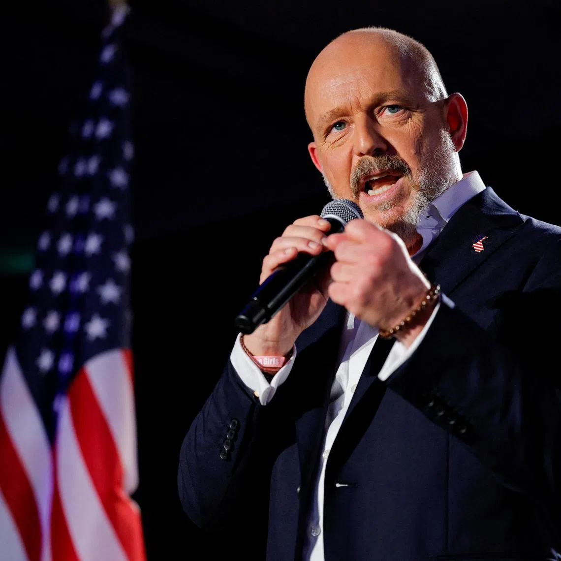 California Republican gubernatorial candidate Steve Hilton speaks during his campaign watch party in Huntington Beach, California, U.S. June 2, 2026.   REUTERS/Mike Blake