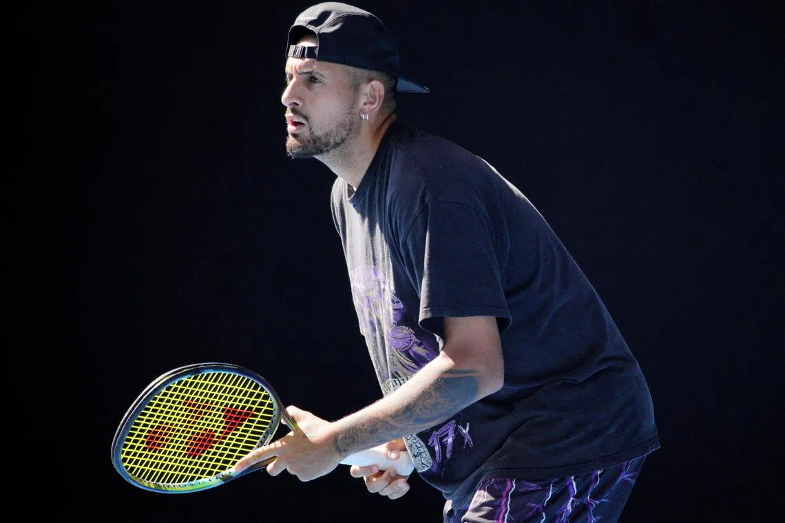 Tennis - Australian Open - Melbourne Park, Melbourne, Australia - January 14, 2023 Australia's Nick Kyrgios during a practice session REUTERS/Sandra Sanders/File Photo
