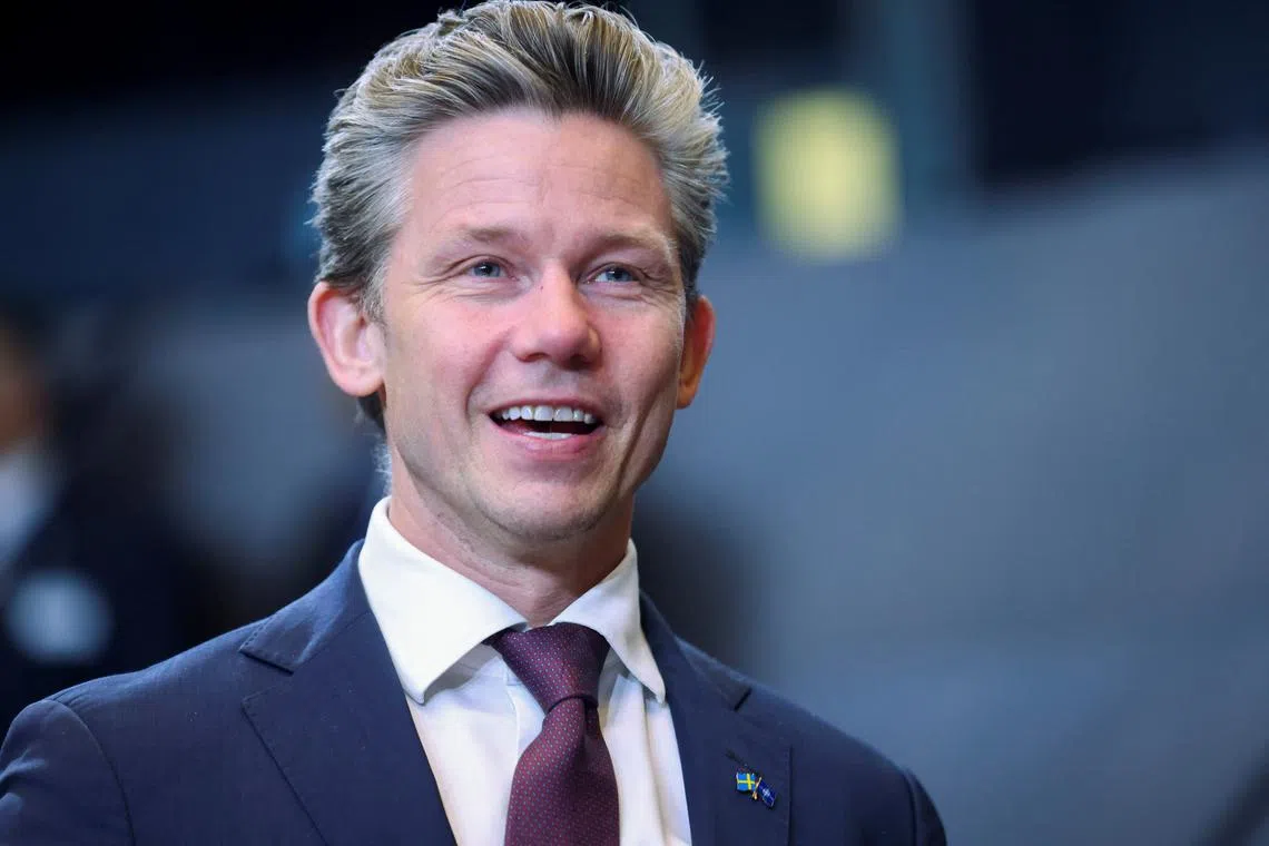 FILE PHOTO: Sweden's Defence Minister Pal Jonson attends a NATO defence ministers' meeting at the Alliance's headquarters in Brussels, Belgium June 14, 2024. REUTERS/Johanna Geron/File Photo