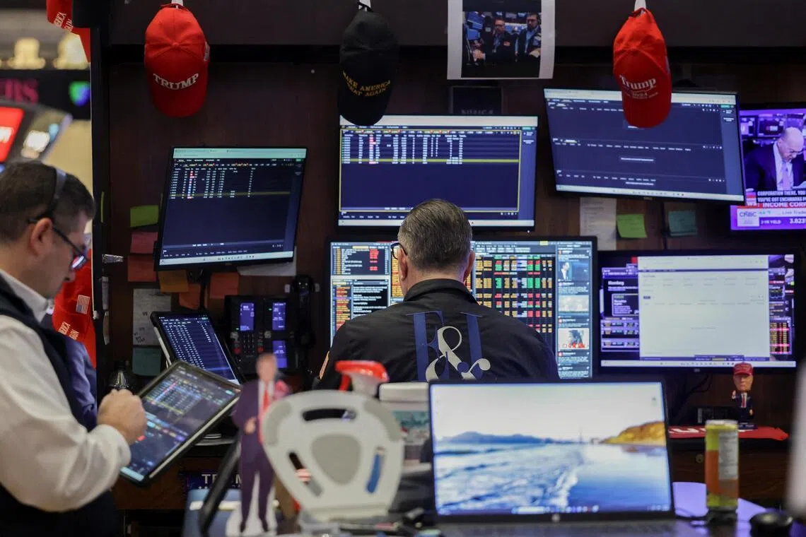 Traders working on the floor of the New York Stock Exchange, in New York City, on April 2.