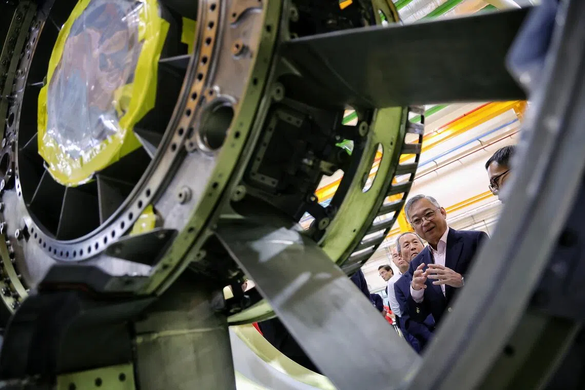 ST Engineering's new aircraft engine maintenance facility, opened by Deputy Prime Minister Gan Kim Yong on Sept 15, will double the company's capacity to over 300 engines annually by 2027.