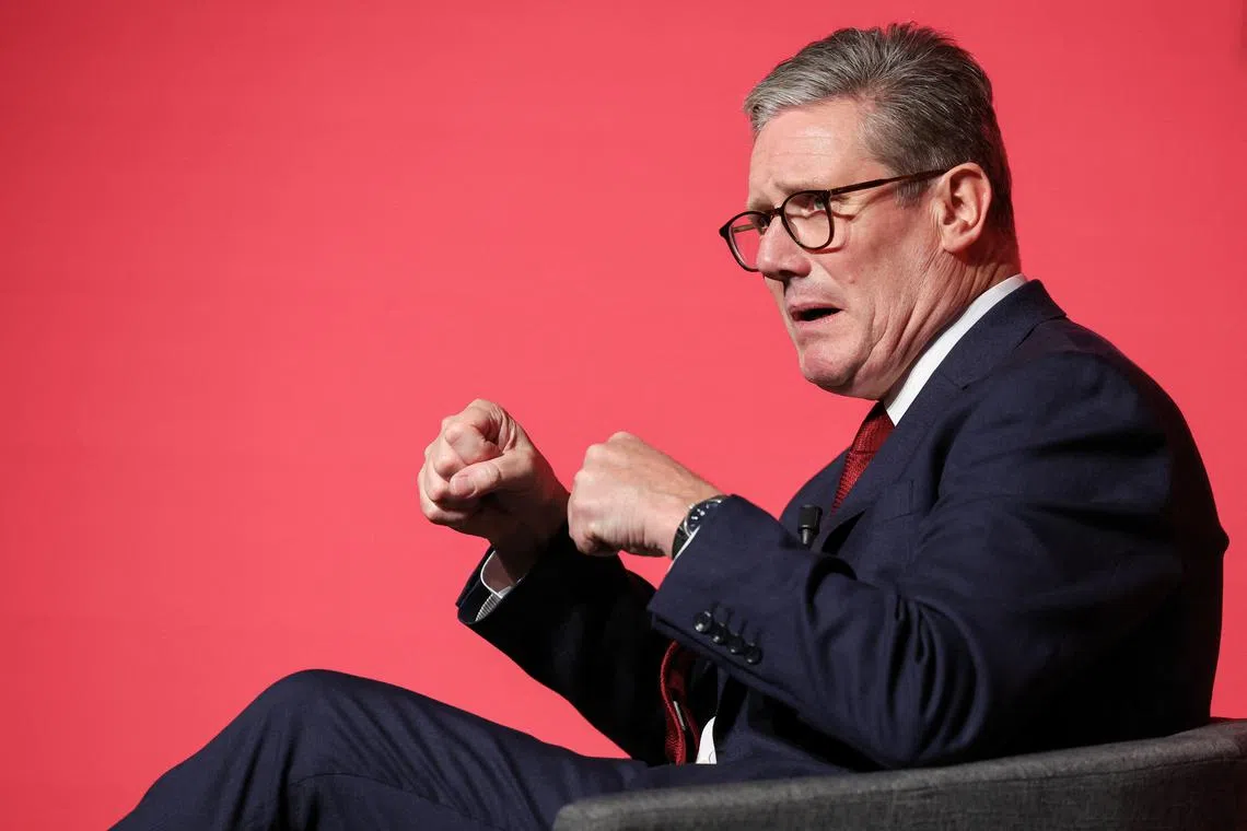 FILE PHOTO: British Prime Minister Keir Starmer attends a conversation with Google U.K. and Ireland Managing Director Debbie Weinstein, at a fringe meeting during the Labour Party conference in Liverpool, Britain, September 23, 2024. REUTERS/Phil Noble/File photo