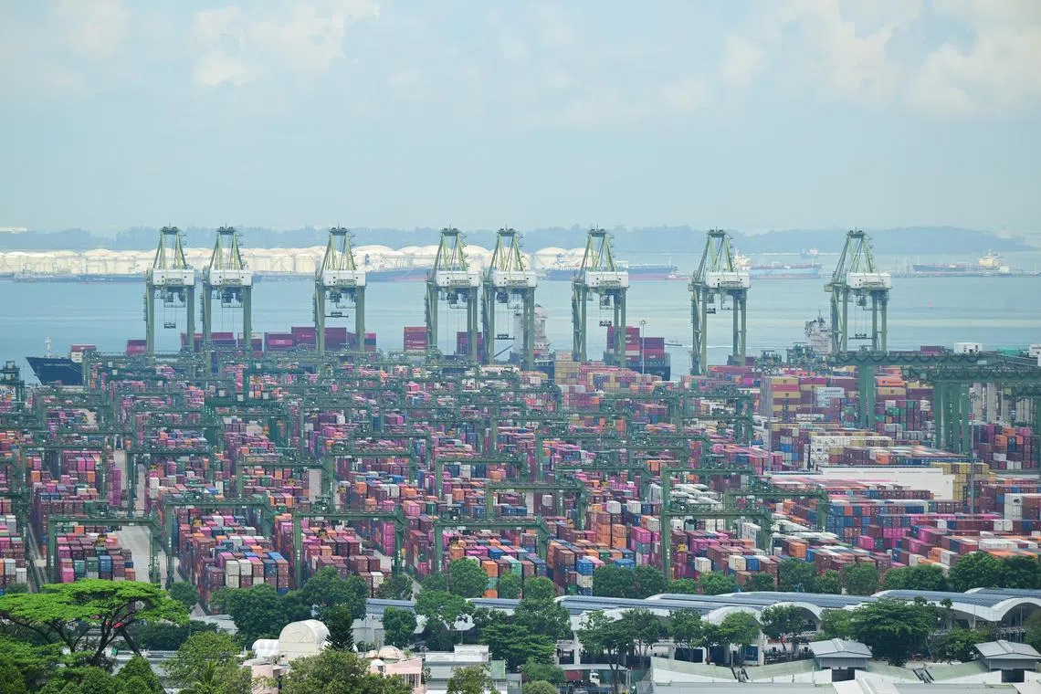 ST20240513_202484794111 pixgeneric Azmi Athni/

View of the the Pasir Panjang port as seen from the NUHS Tower Block on May 13.

tags: workers; construction; shipping; shipyard; PSA; maintenance; workplace safety; population 

ST PHOTO: AZMI ATHNI

