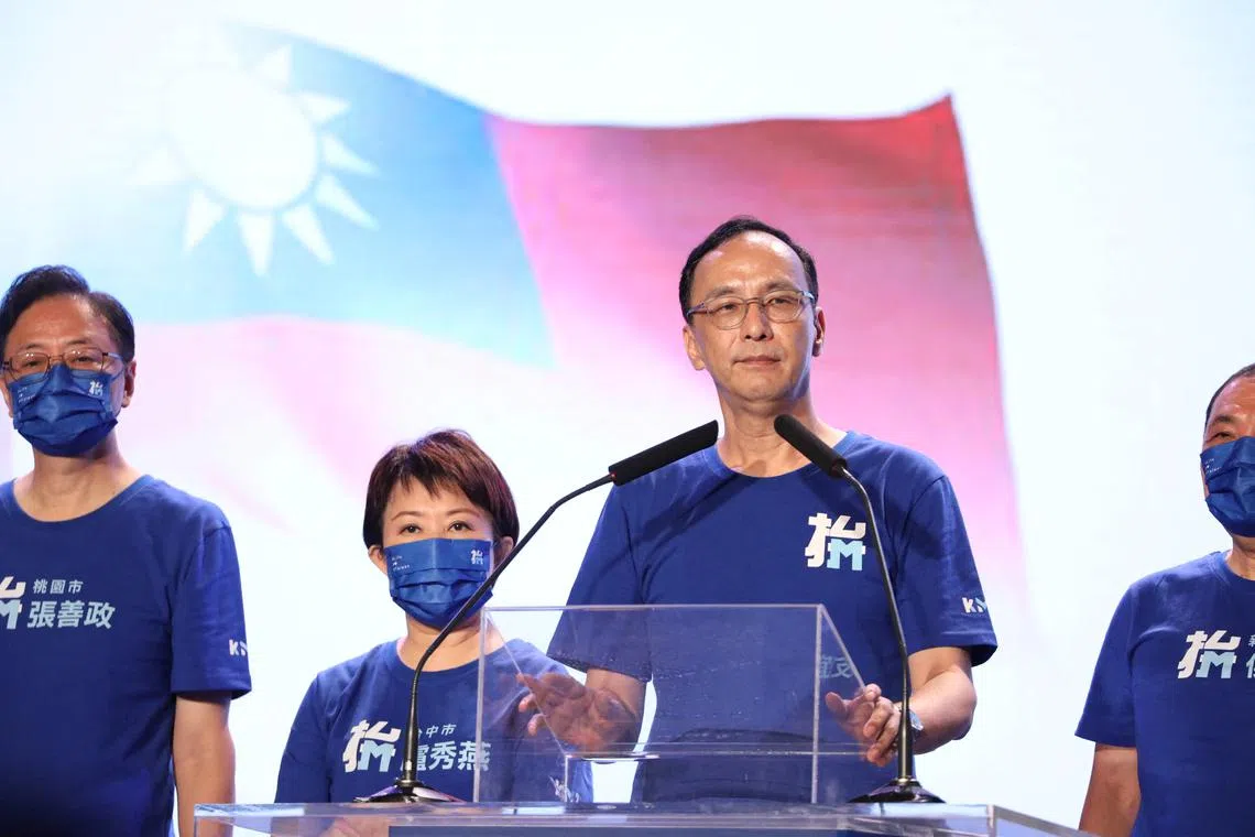 Eric Chu, the chairman of Kuomintang (KMT), during the party congress in Taipei, Taiwan, on Aug 28, 2022.