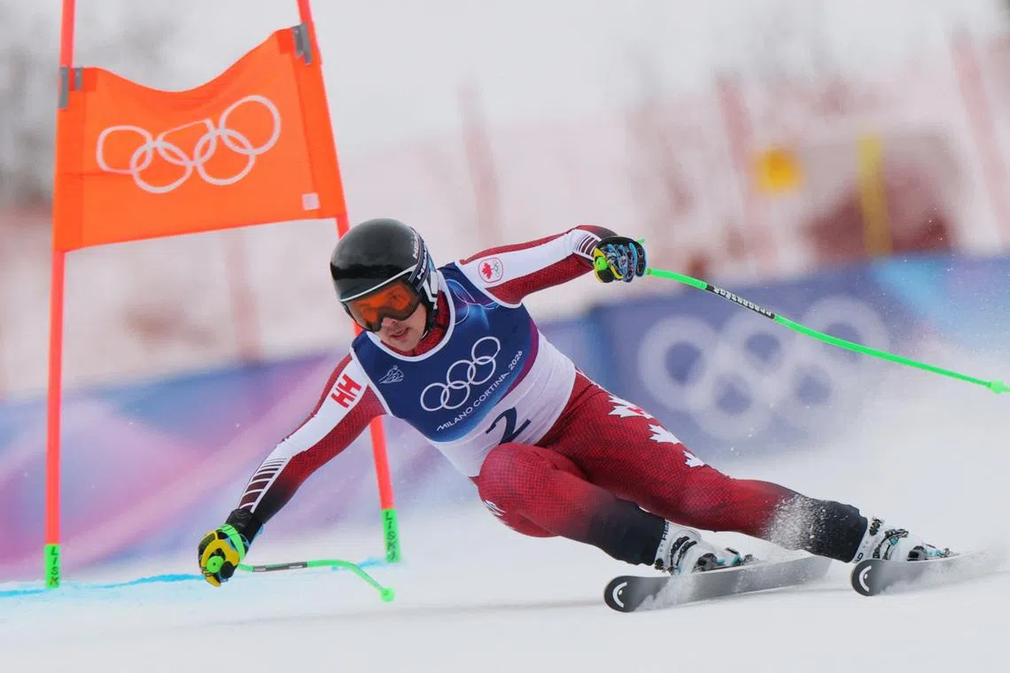 Milano Cortina 2026 Olympics - Alpine Skiing - Men's Downhill Official Training - Stelvio Ski Centre, Bormio, Italy - February 06, 2026. James Crawford of Canada in action REUTERS/Denis Balibouse