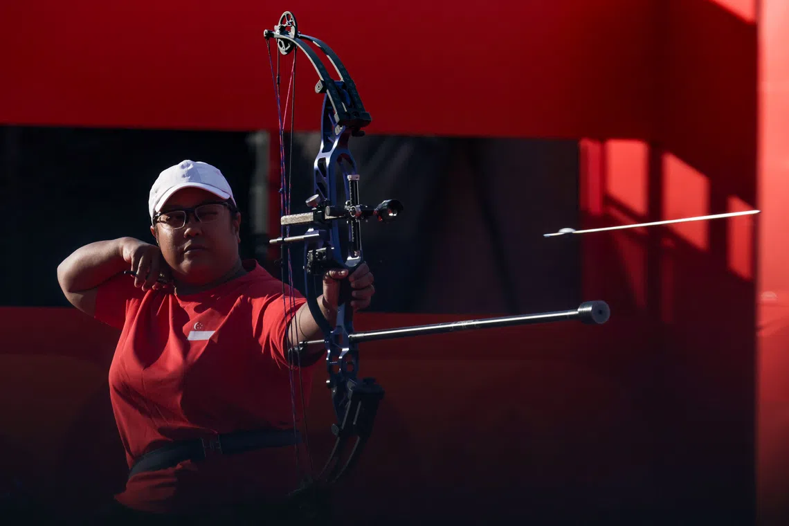 2026 Asian Para Games - Para Archery - Compound Women's Individual Open Final - Okazaki Chuo Sogo Park, Okazaki City, Aichi, Japan - 20261021
Singapore's NUR SYAHIDAH BINTE ALIM in action.
Mandatory Credit: SpexSG/Jeremy Lee